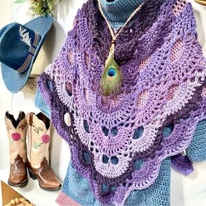 Purple lovers Artisan scarf/wrap/shawl w cottagecore granny  farmhouse vibe